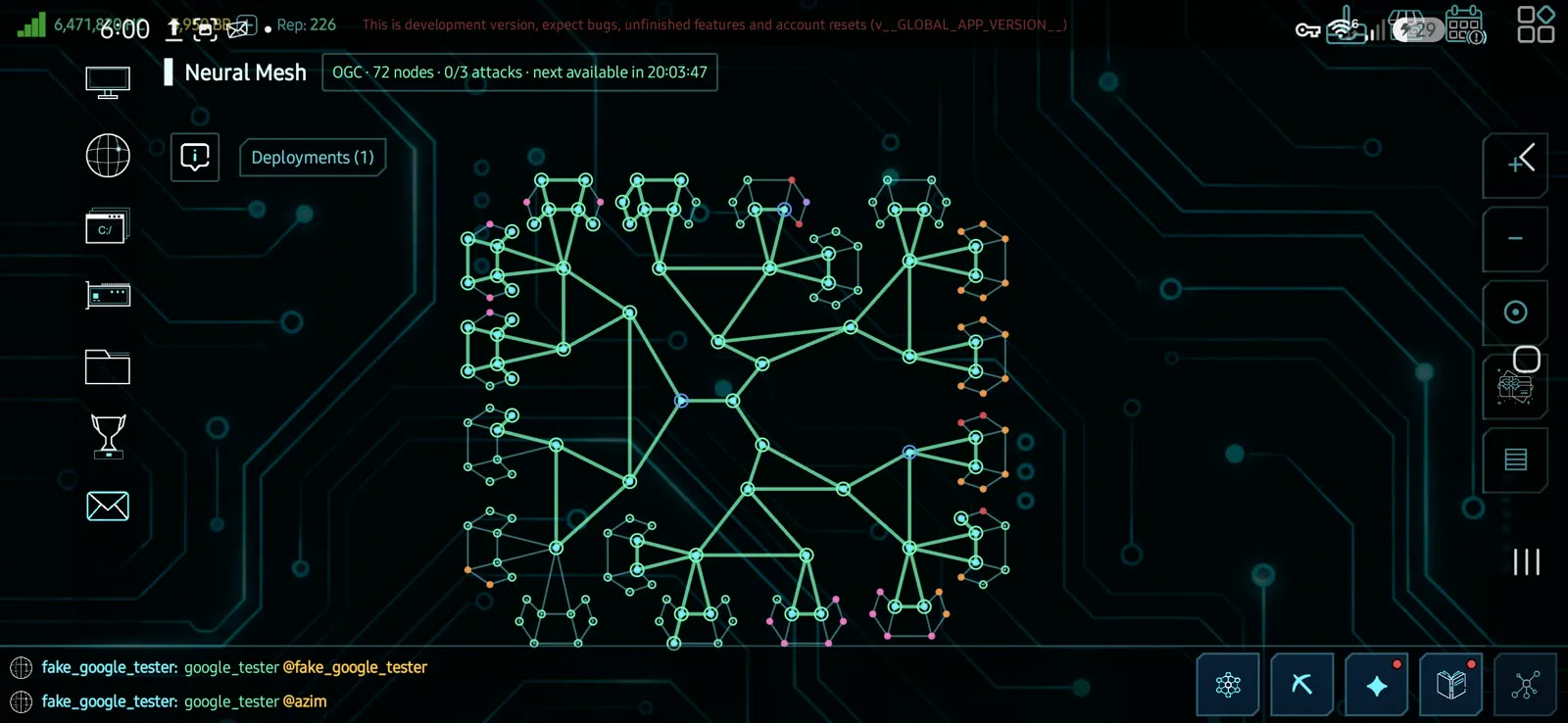 Hackerz Online 3 Neural Mesh: alliance nodes captured and held on the world map
